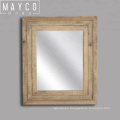 Mayco Wholesale Farmhouse Furniture Decor Antique White Wash Rustic Rectangular Wood Frame Wall Mirror